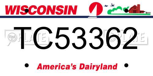 TC53362 Wisconsin License Plate