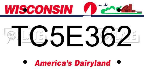 TC5E362 Wisconsin License Plate