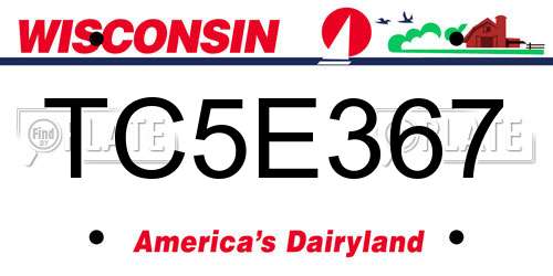 TC5E367 Wisconsin License Plate