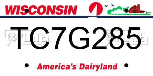 TC7G285 Wisconsin License Plate
