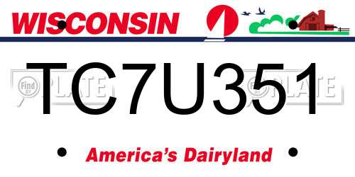 TC7U351 Wisconsin License Plate
