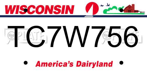 TC7W756 Wisconsin License Plate