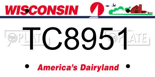 TC8951 Wisconsin License Plate