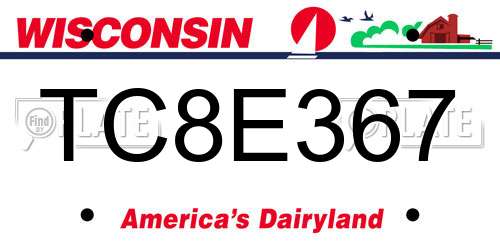 TC8E367 Wisconsin License Plate