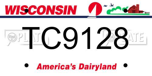 TC9128 Wisconsin License Plate