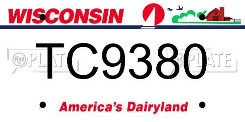 TC9380 Wisconsin License Plate