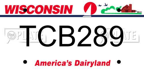 TCB289 Wisconsin License Plate