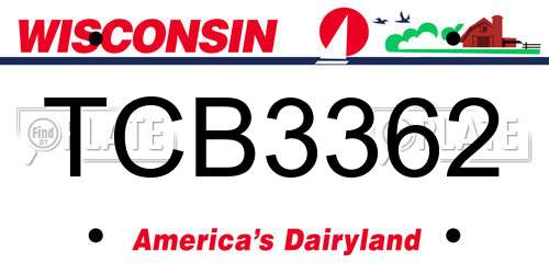 TCB3362 Wisconsin License Plate