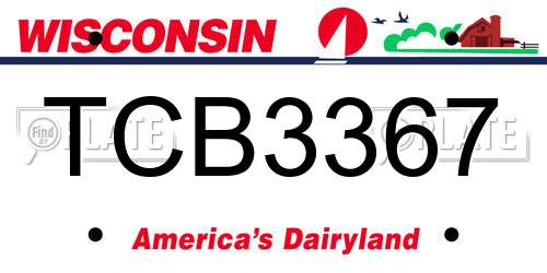 TCB3367 Wisconsin License Plate