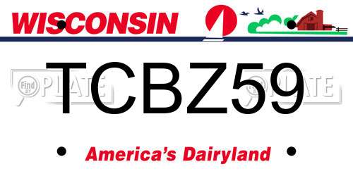 TCBZ59 Wisconsin License Plate