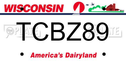 TCBZ89 Wisconsin License Plate