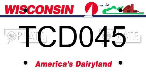 TCD045 Wisconsin License Plate