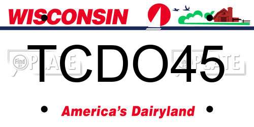 TCDO45 Wisconsin License Plate
