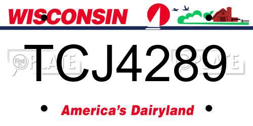 TCJ4289 Wisconsin License Plate