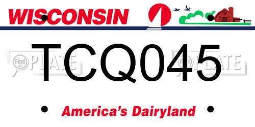 TCQ045 Wisconsin License Plate