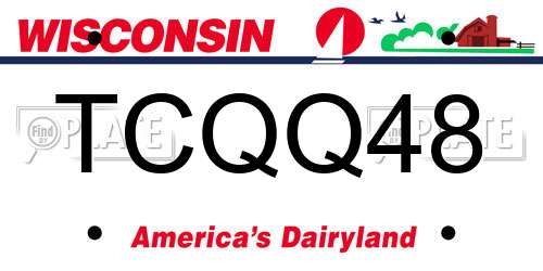 TCQQ48 Wisconsin License Plate