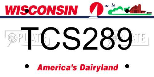 TCS289 Wisconsin License Plate