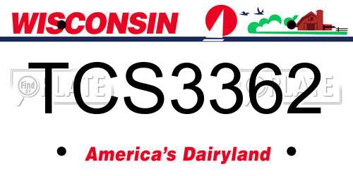 TCS3362 Wisconsin License Plate