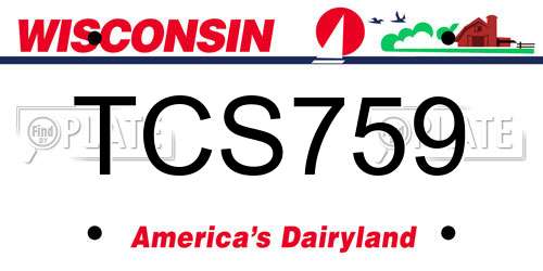 TCS759 Wisconsin License Plate