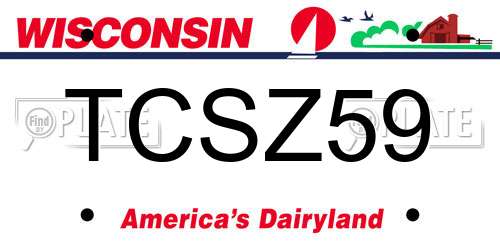 TCSZ59 Wisconsin License Plate