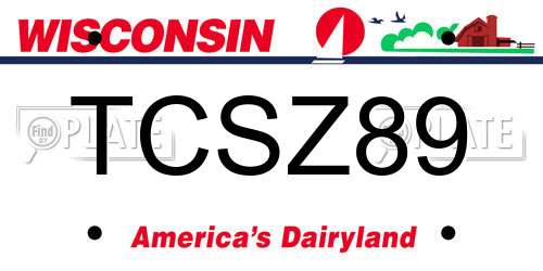 TCSZ89 Wisconsin License Plate