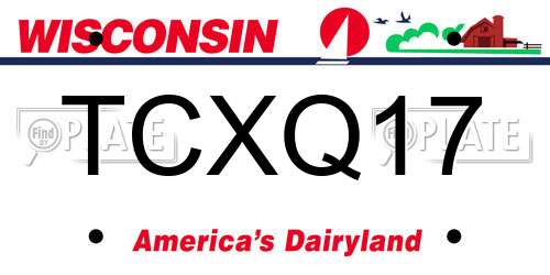 TCXQ17 Wisconsin License Plate
