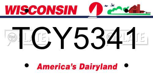 TCY5341 Wisconsin License Plate