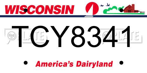 TCY8341 Wisconsin License Plate