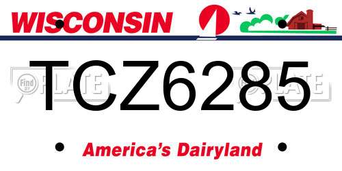 TCZ6285 Wisconsin License Plate