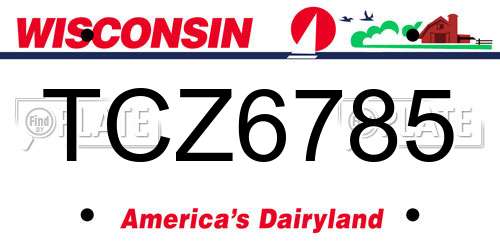 TCZ6785 Wisconsin License Plate