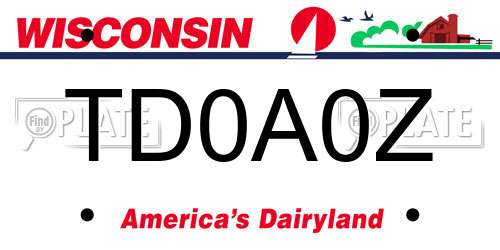 TD0A0Z Wisconsin License Plate