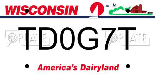 TD0G7T Wisconsin License Plate