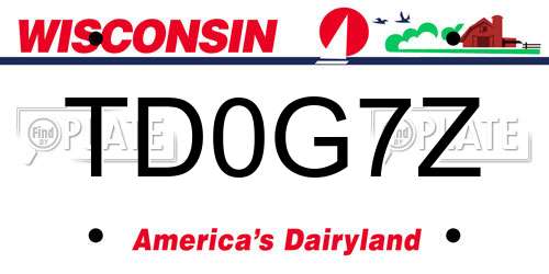 TD0G7Z Wisconsin License Plate