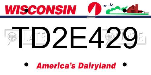 TD2E429 Wisconsin License Plate