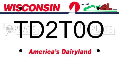 TD2T0O Wisconsin License Plate