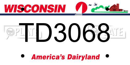 TD3068 Wisconsin License Plate