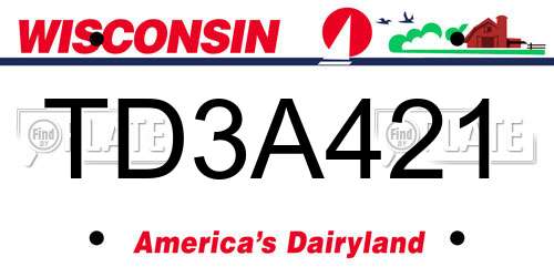 TD3A421 Wisconsin License Plate