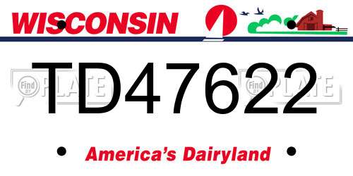 TD47622 Wisconsin License Plate