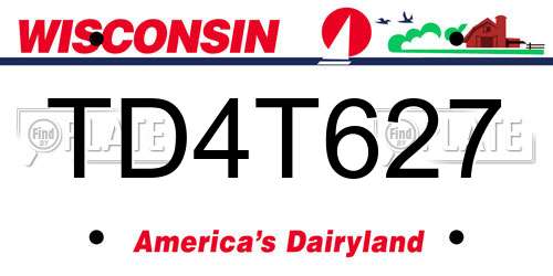 TD4T627 Wisconsin License Plate