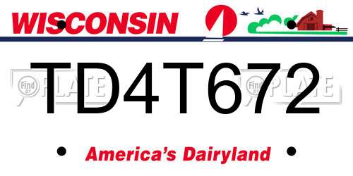 TD4T672 Wisconsin License Plate