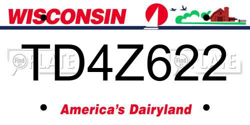 TD4Z622 Wisconsin License Plate