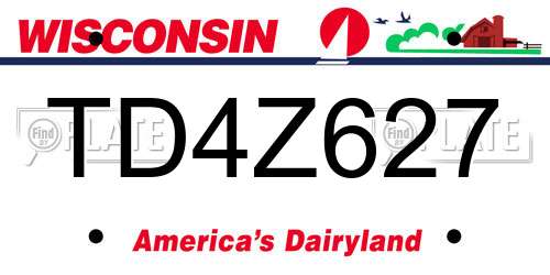 TD4Z627 Wisconsin License Plate
