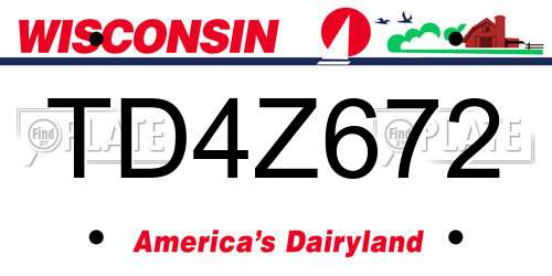 TD4Z672 Wisconsin License Plate