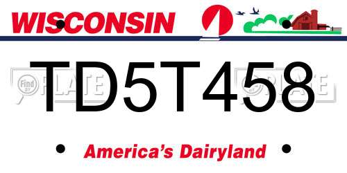 TD5T458 Wisconsin License Plate