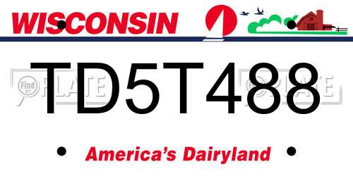 TD5T488 Wisconsin License Plate