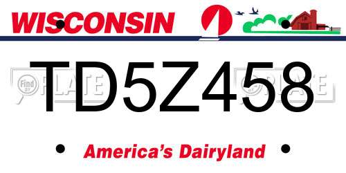 TD5Z458 Wisconsin License Plate