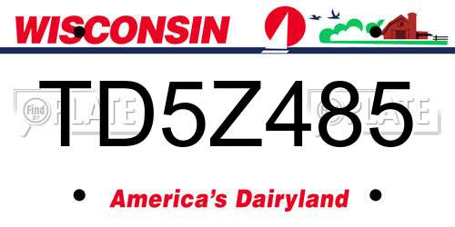 TD5Z485 Wisconsin License Plate
