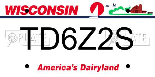 TD6Z2S Wisconsin License Plate