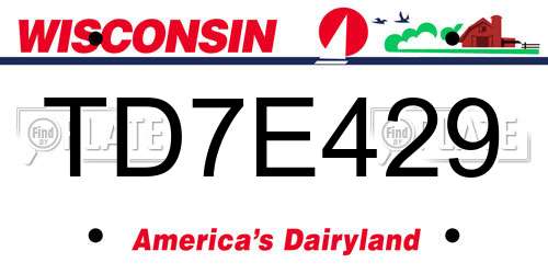 TD7E429 Wisconsin License Plate