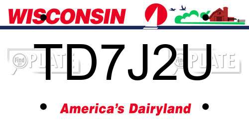 TD7J2U Wisconsin License Plate